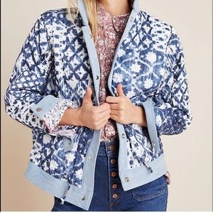 Anthropologie BLANKNYC denim-trimmed reversible patchwork jacket medium